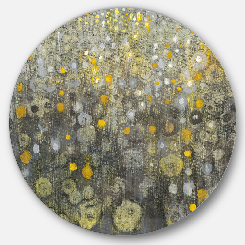 «Rain Rain V» - Reproduction d'art en cercle métallique sur toile, H 11 po x l 11 po