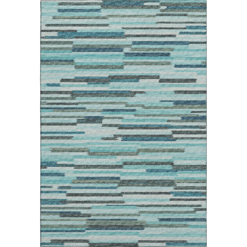 Premium Machine Washable Mayfield AMF114 Abstract Rug, 10' x 14', Turquoise