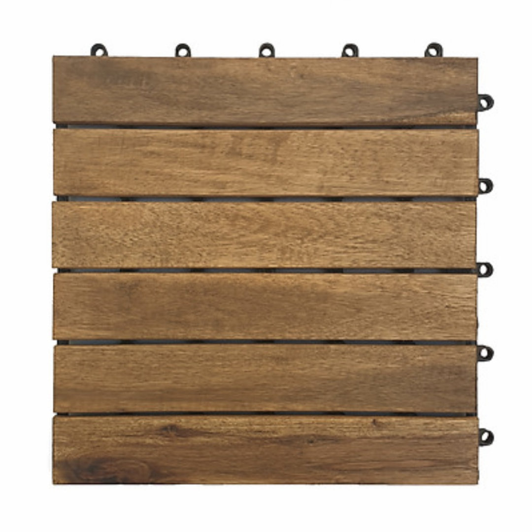 12" x 12" Wood Interlocking Deck Tile in Brown (Set of 6) DreamPatio