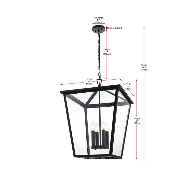 Miyashiro Outdoor Pendant in Black, 27" H x 20" W x 20" D