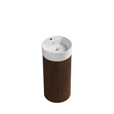 16" Freestanding Cylindrical Bathroom Vanity with White Round Basin and Faucet Hole