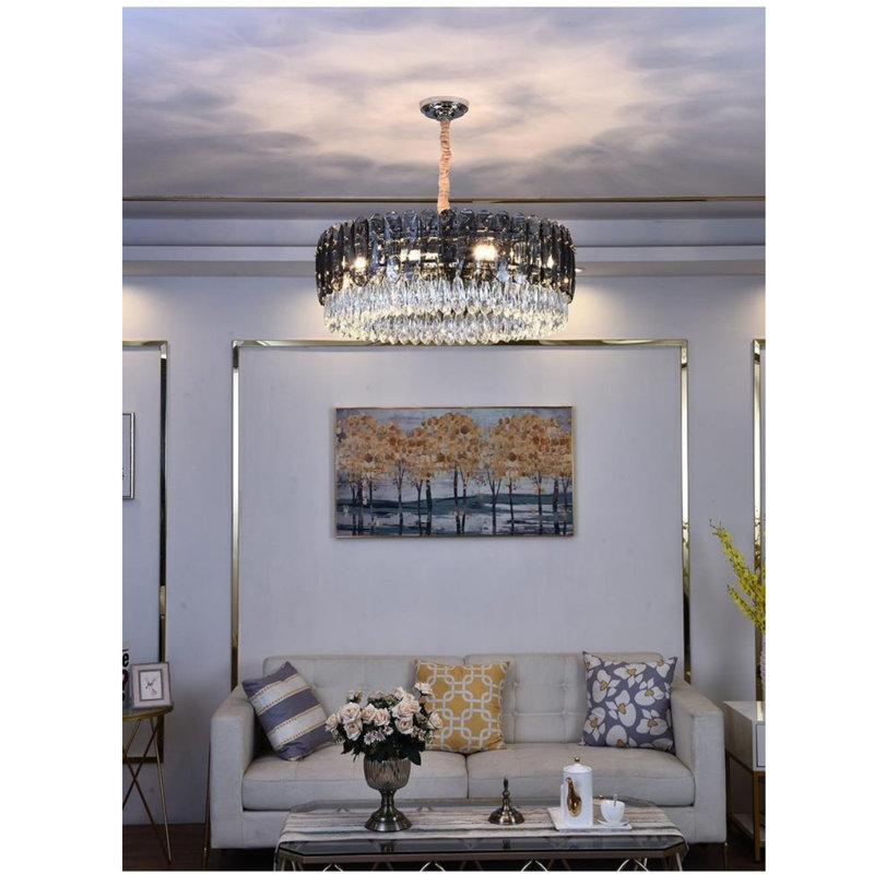 Quill 2 - Light Crystal Chandelier, 30cm H x 60cm W x 60cm D