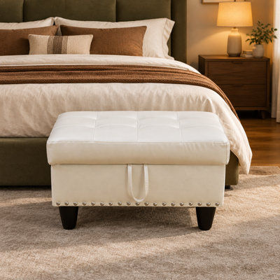 Repose-pieds avec rangement en faux cuir