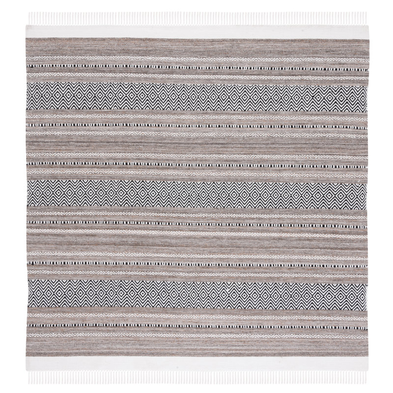 Striped Kilim Flat Weave Performance Striped Rug, Square 7'
