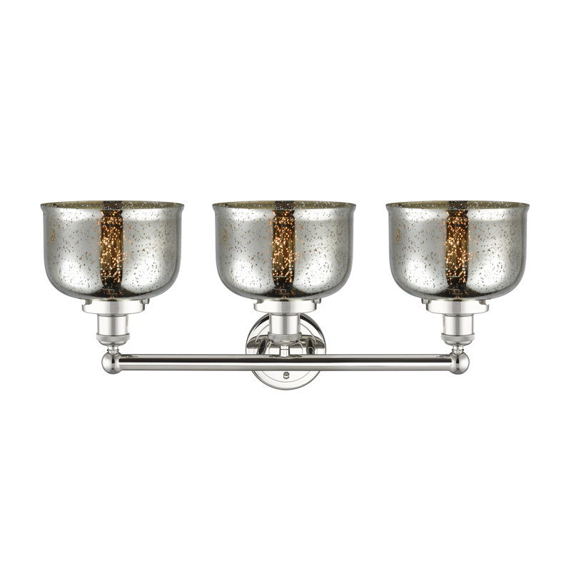 Éclairage pour meuble-lavabo à 3 lumières à intensité variable Raykwan, Argent mercuré plaqué, Nickel poli