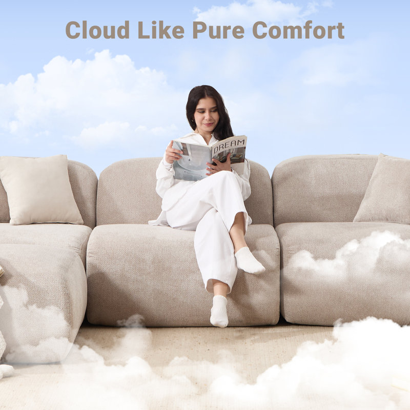 Canapé modulaire 118,5 po Comfy Cloud, Chenille kaki
