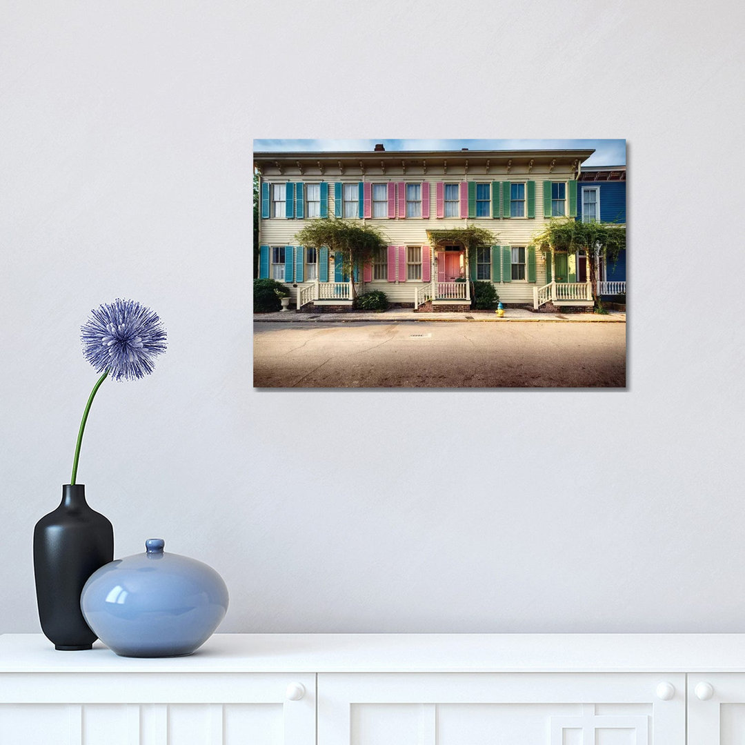 Historic Houses, Savannah, Georgia by George Oze - Wrapped Canvas Print