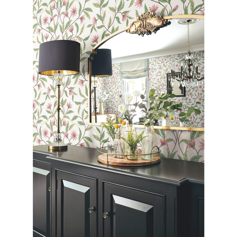 Papier peint floral Helghi, Corail
