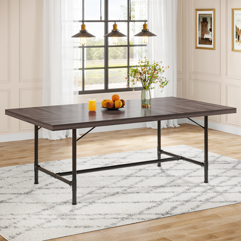Metal Base Dining Table, Black Oak