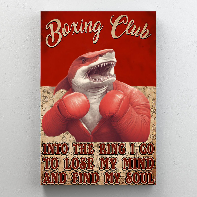 Shark Boxing Club sur toile, impression, H 36 po x l 24 po x P 1,25 po
