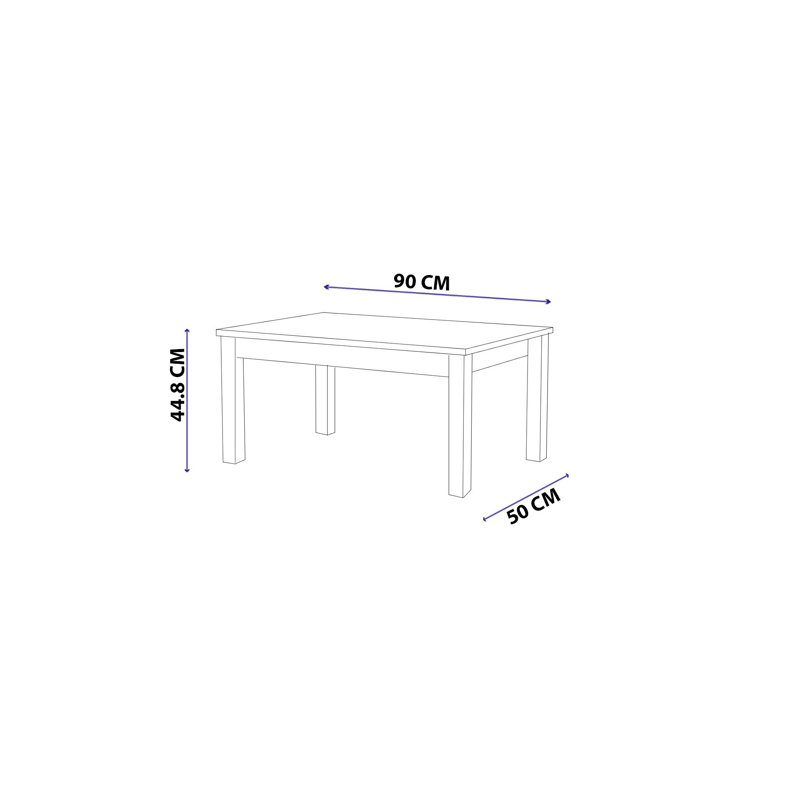Elexius Four Leg Coffee Table, White, 44.8(cm)H x 90(cm)W x 50(cm)D