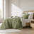 3-Piece King/Cal King Linen Garment Washed Quilt Set,Olive Green-136327780