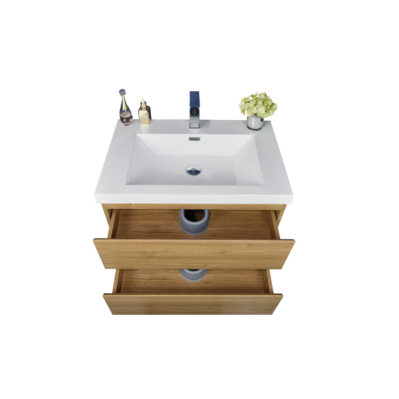 30'' Wall Mounted Single Bathroom Vanity Base Only, Natural Oak