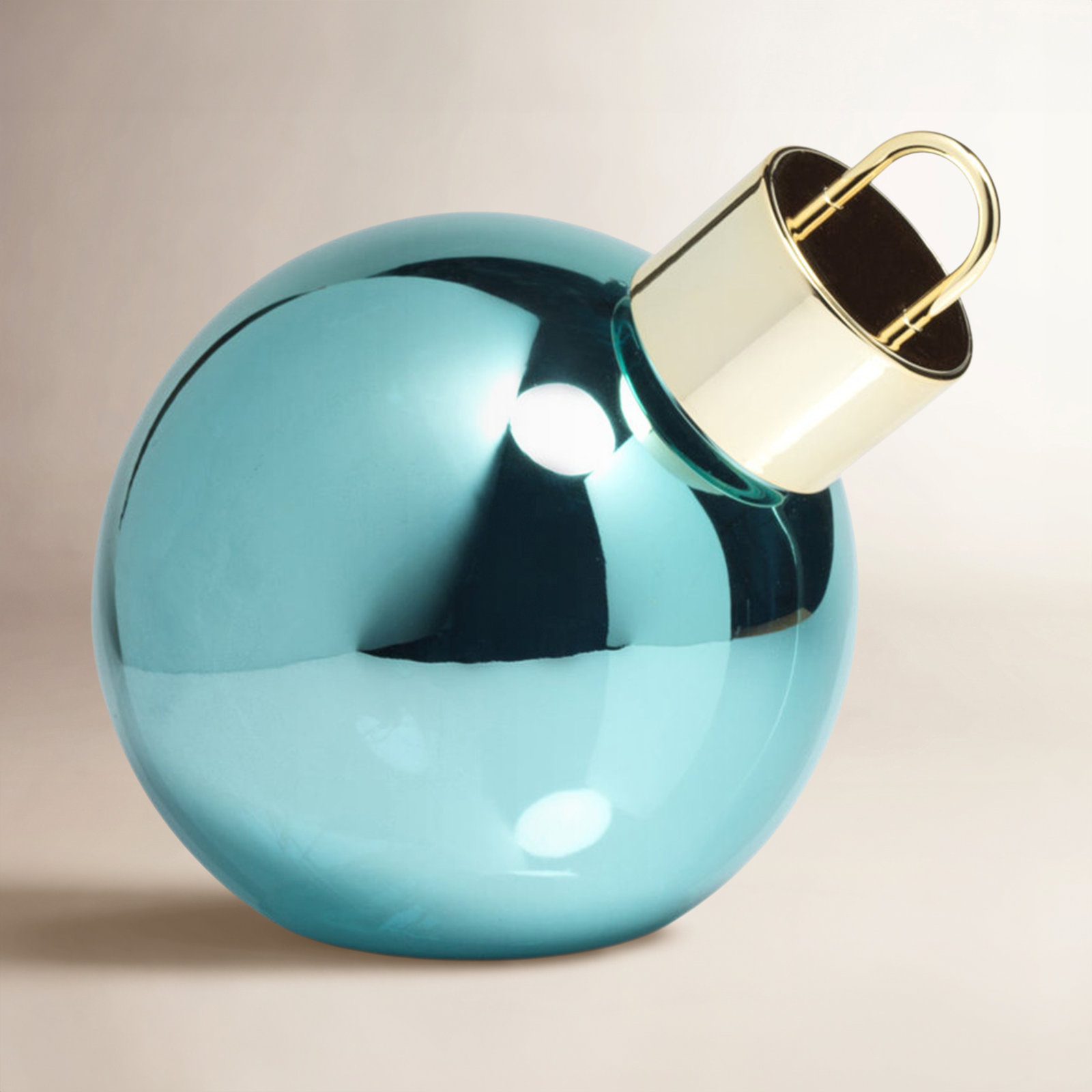Lighted Glass Slanted Ball Christmas Ornament, 7.75" H x 7.75" W x 7.75" D, Blue