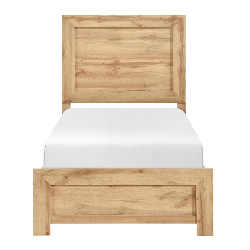 Rustic Twin Bed With Natural Finish, In A Box, Comes Headboard, And Rails, Laminate For Stain Protection, Simple Setup, Box Spring Needed Size Charm, Protects Surface, Assembly Required, Essential