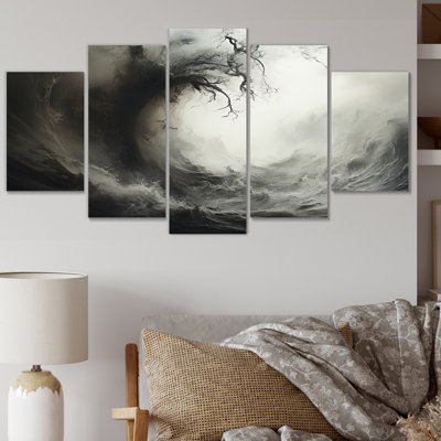 'Grey Tempest Dance In Storm I - Landscapes Canvas Print - 5 Panels