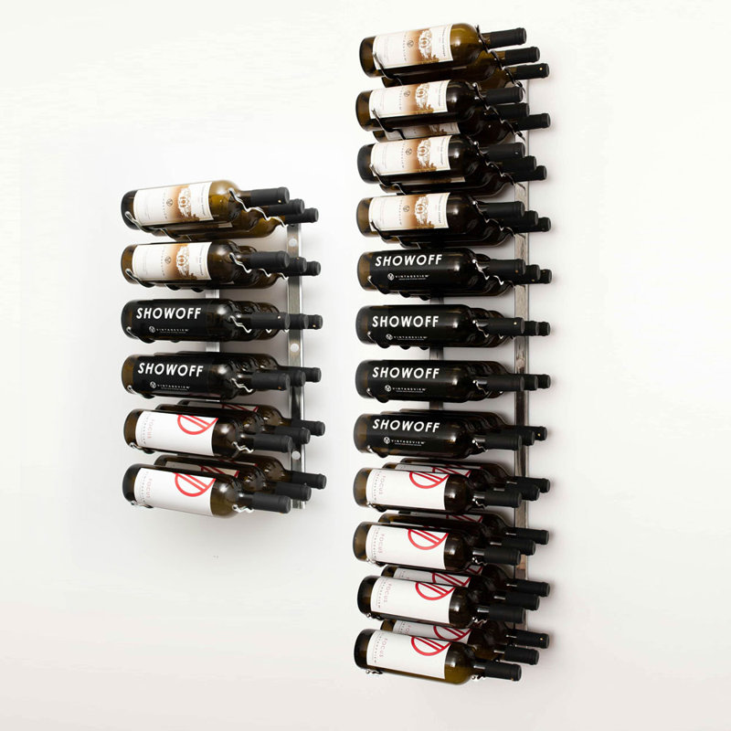 54 Bottle Wall Mounted Wine Bottle Rack, Brushed Nickel