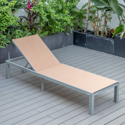 Marlin Modern Aluminum Outdoor Reclining Chaise Lounge - Weather-Resistant Sling Patio Chair for Poolside & Sunbathing