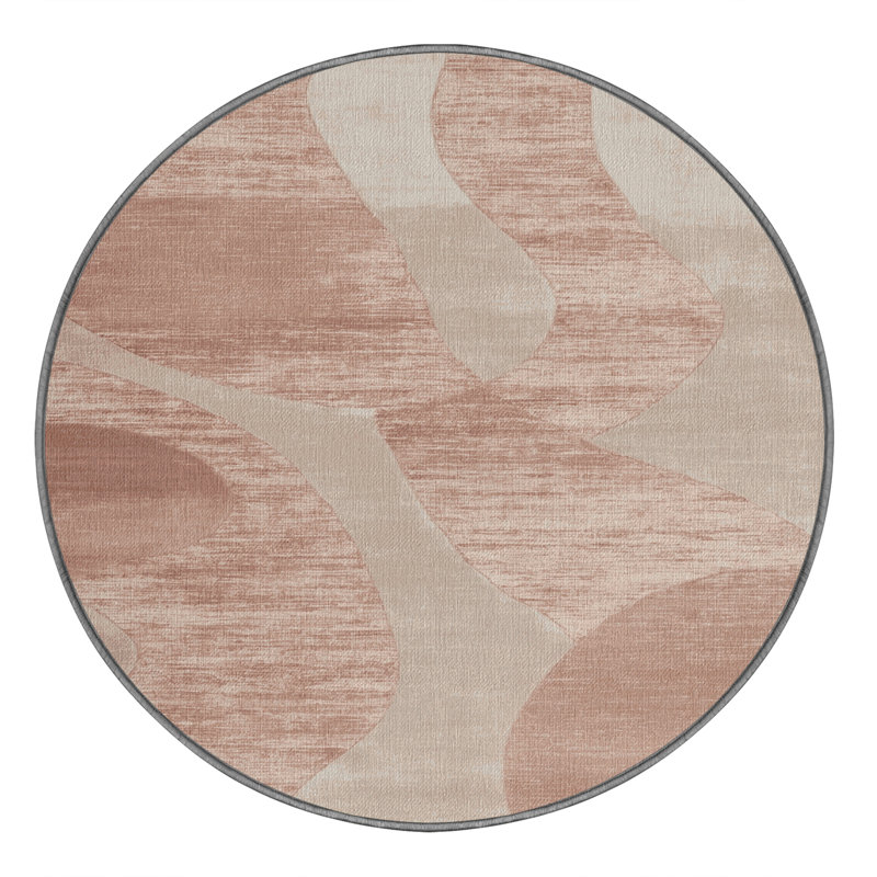 Tapis abstrait gris lavable à la machine, Rond 3 pi