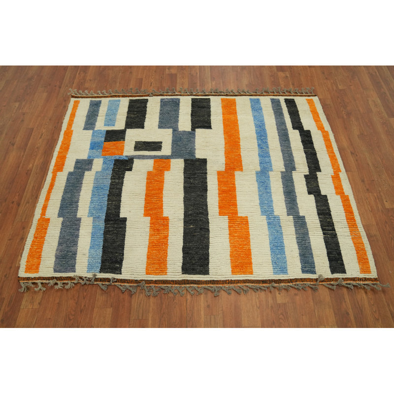 Tapis oriental marocain en laine fait à la main 5 x 6