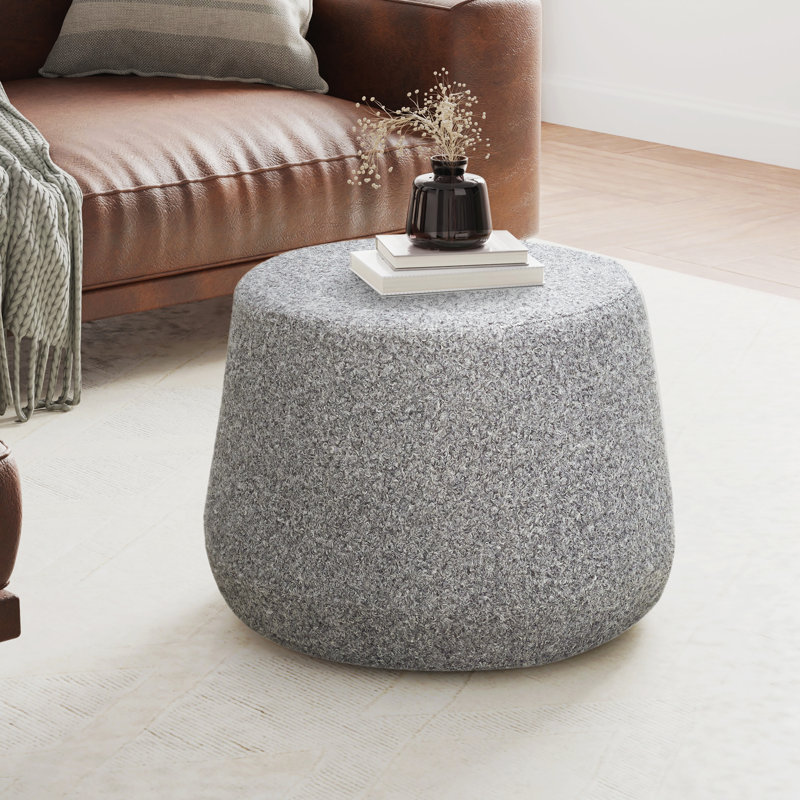 Grasmere 24" Wide Boucle Ottoman Gray, Gray Boucle