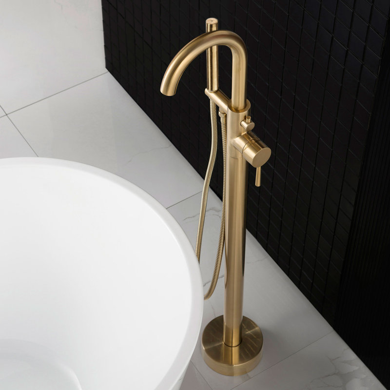Ember 1 Handle Freestanding Tub Filler with Diverter, Gold
