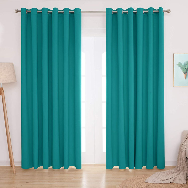 Blackout Door Curtain Pair, 229 W x 229 D cm, Turquoise