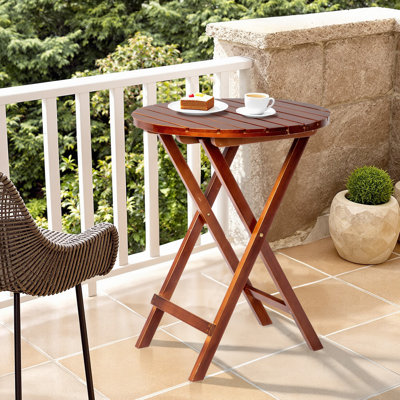 24.In  Round Patio Folding Wood Table