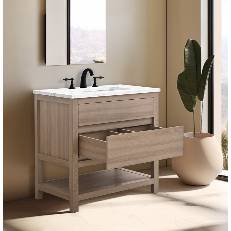 Wesli 30" Single Bathroom Vanity With Engineered Stone Top