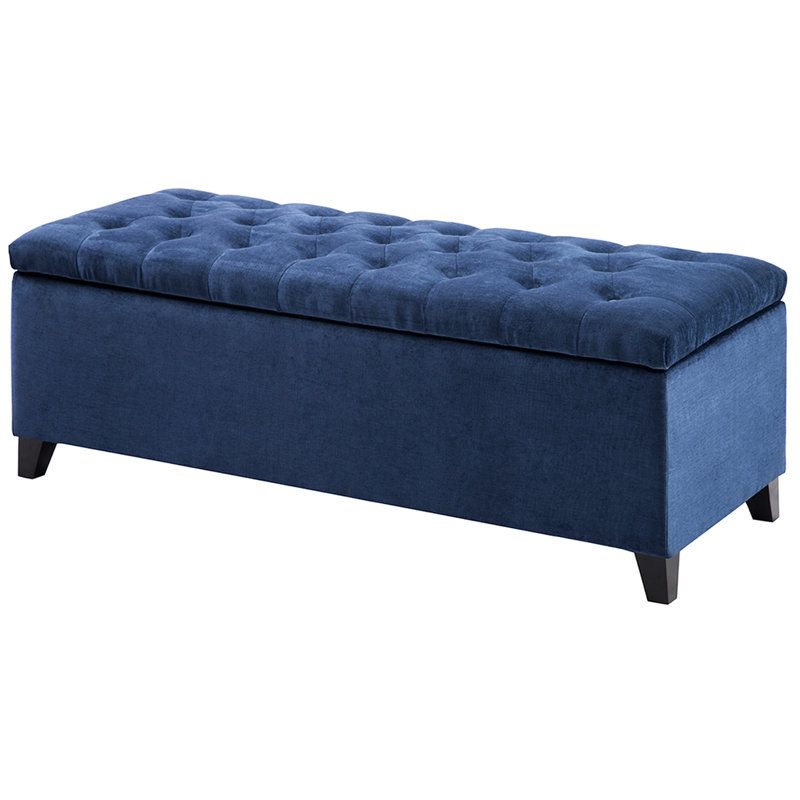 Navy Seat With Interior Storage Compartment Bench Upholstery - Accent Piece, Navy