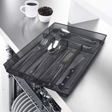 24 Piece Silverware Set, Flatware Utensils Set Mirror Polished, Dishwasher Safe Service For 4, Include Knife/Fork/Spoon/Steak Knife/Wire Mesh Steel Cutlery Holder Storage Trays (Tray)