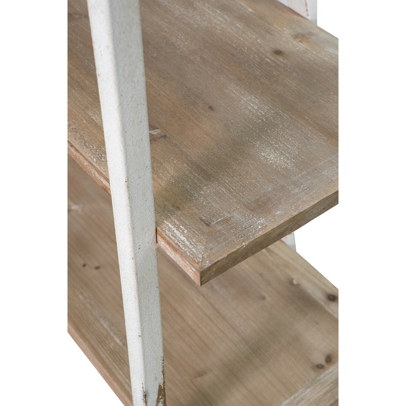 47x16.5x75" Five-tiered Wooden Shelving Unit With Ornate Cut-out Design, Brown/white