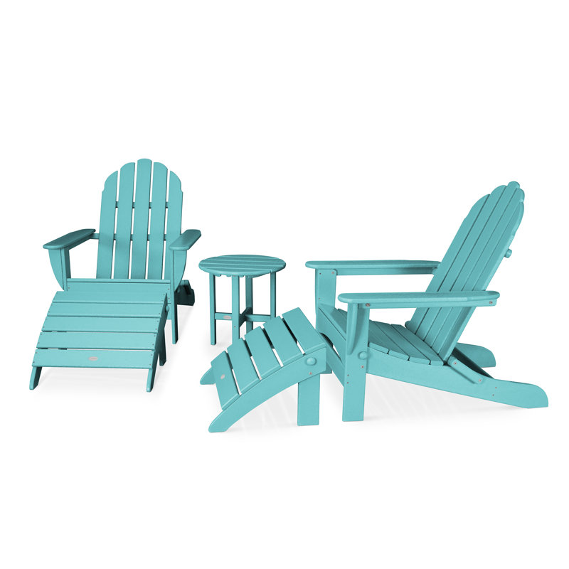 POLYWOOD Classic Oversized Adirondack 5-Piece Casual Set, Aruba