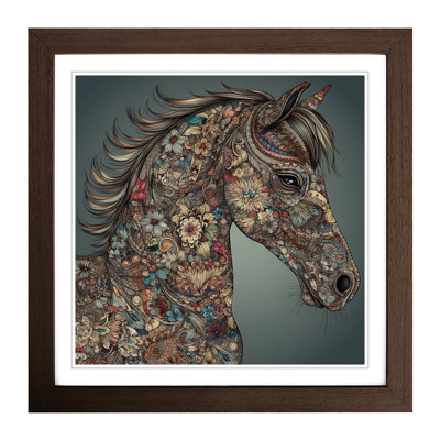 Horse Paisley No.1 - Single Picture Frame Print on Wood