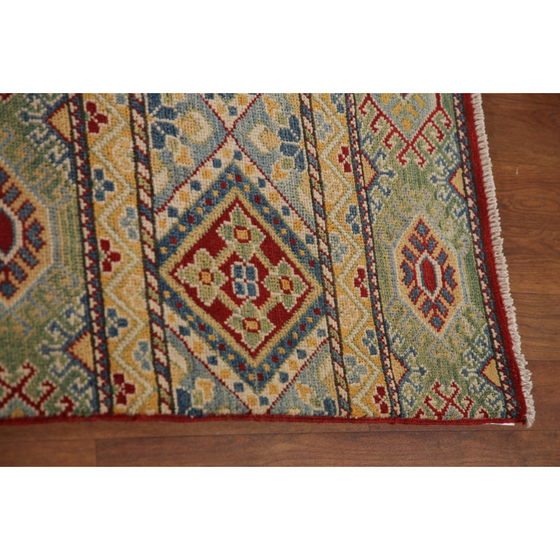 Tapis rayé à motif géométrique Kazak
