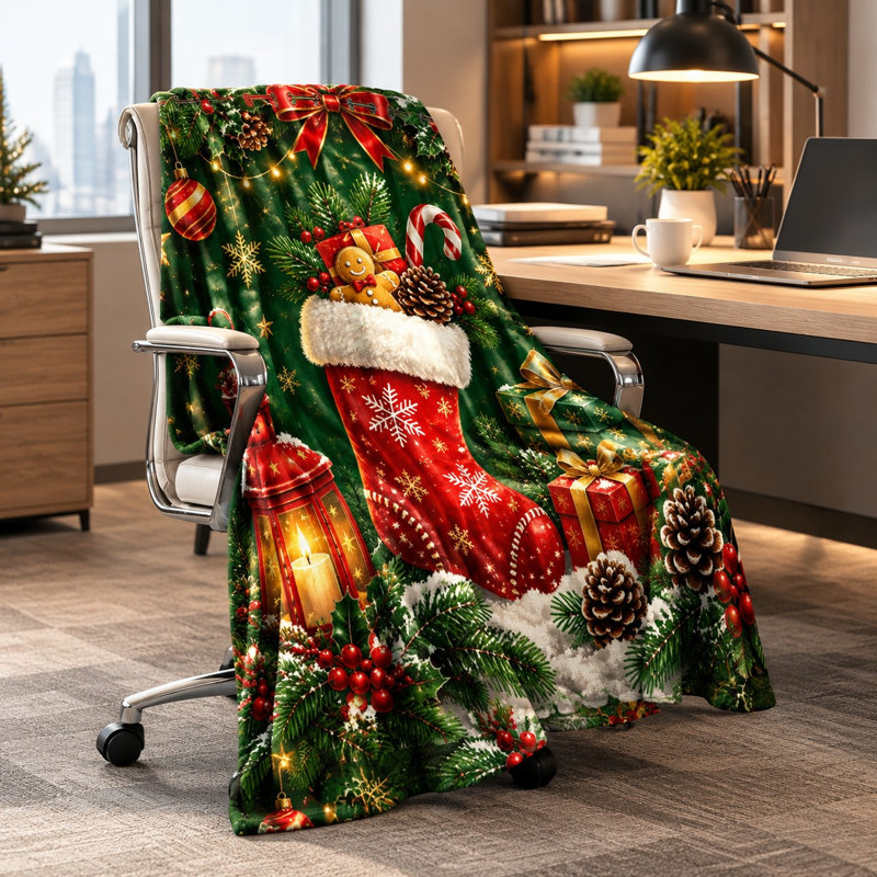Cozy Christmas Blanket, Festive Holiday Throw for Sofa Couch Bedroom Living Room Home Decoration, Throw(W40"×50L")