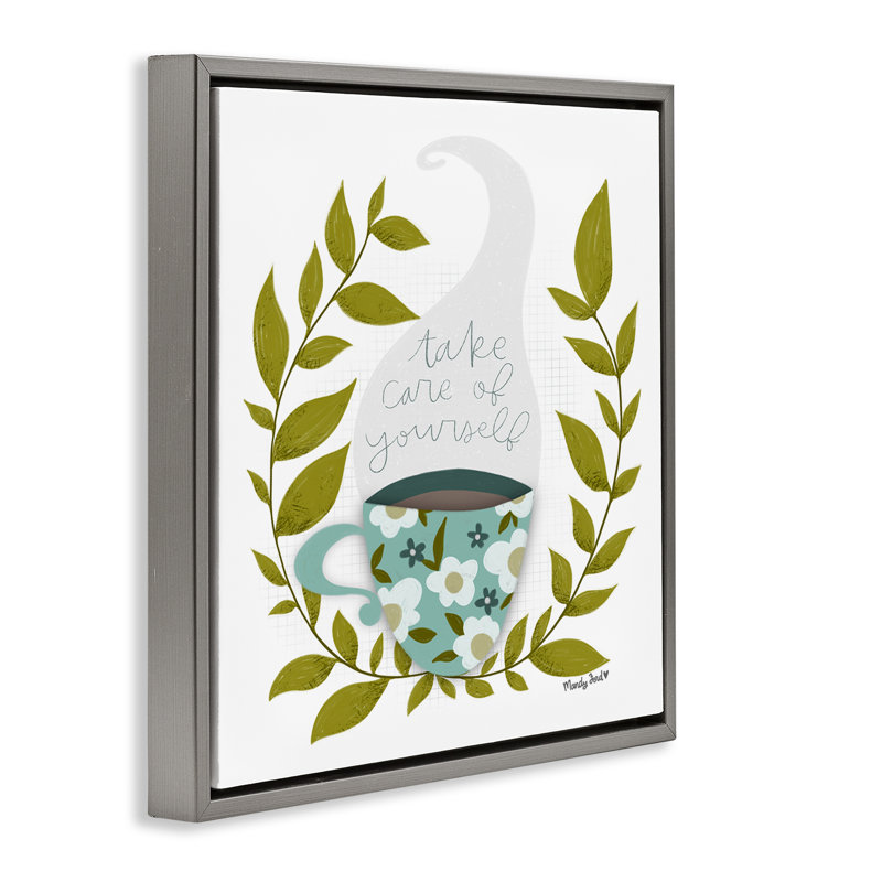Prenez soin de vous avec le cadre flottant café relaxant, design par Mandy Ford Art + Illustration, H 18 po x l 18 po