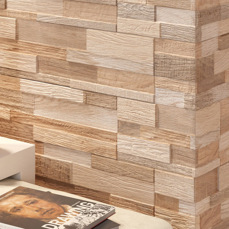 Wall Art 6" x 24" Ledger Panel Wood Look Porcelain Wall Tile, Sand