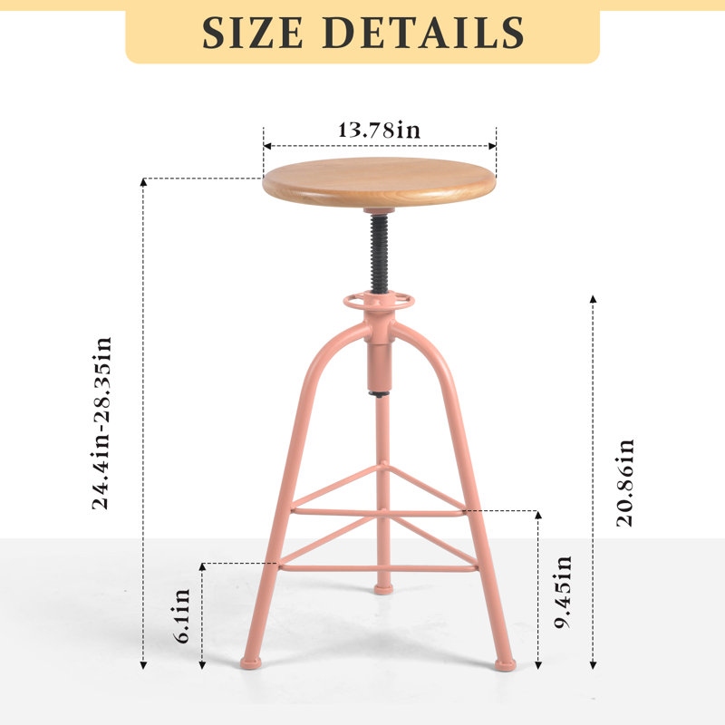Ensemble de table de bar 3 pièces et 2 tabourets sans dossier pour la cuisine de pub, Rose