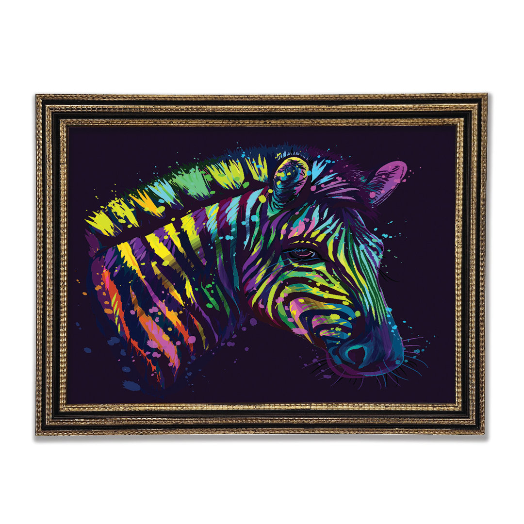 Regenbogen Zebra Leben Gerahmter Druck