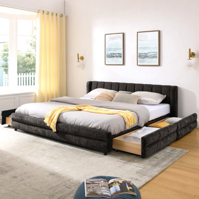 Très grande base de lit tapissier avec tissu épais