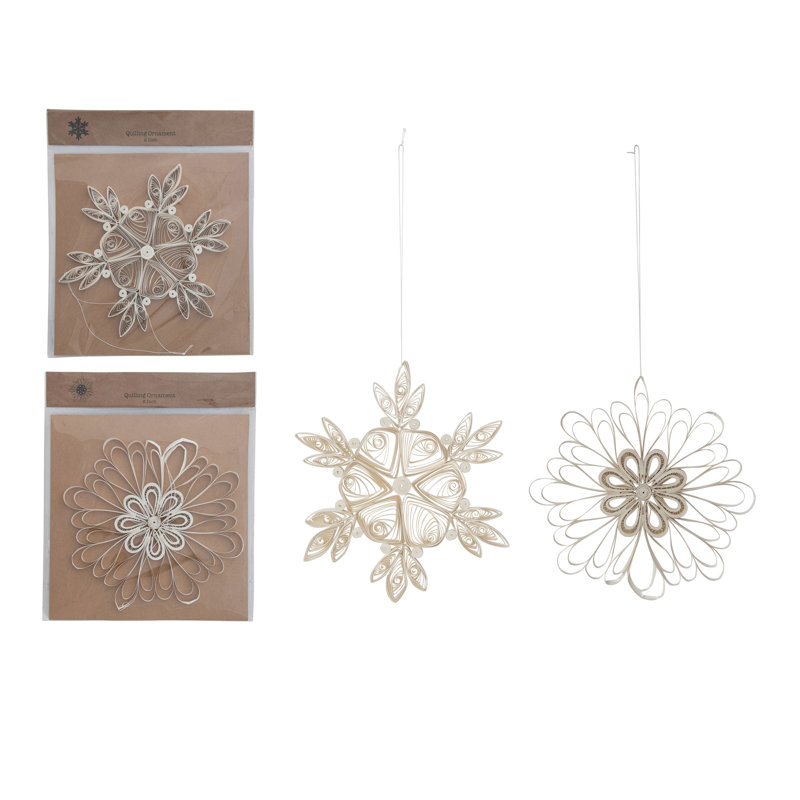 Grand ornement en forme de flocon de neige en papier fait à la main 2 pièces 2 pièces