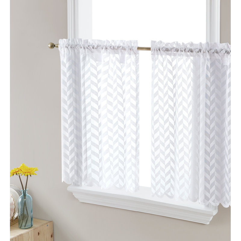 Machen Tailored Cafe Curtain, White, 30" W x 36" L