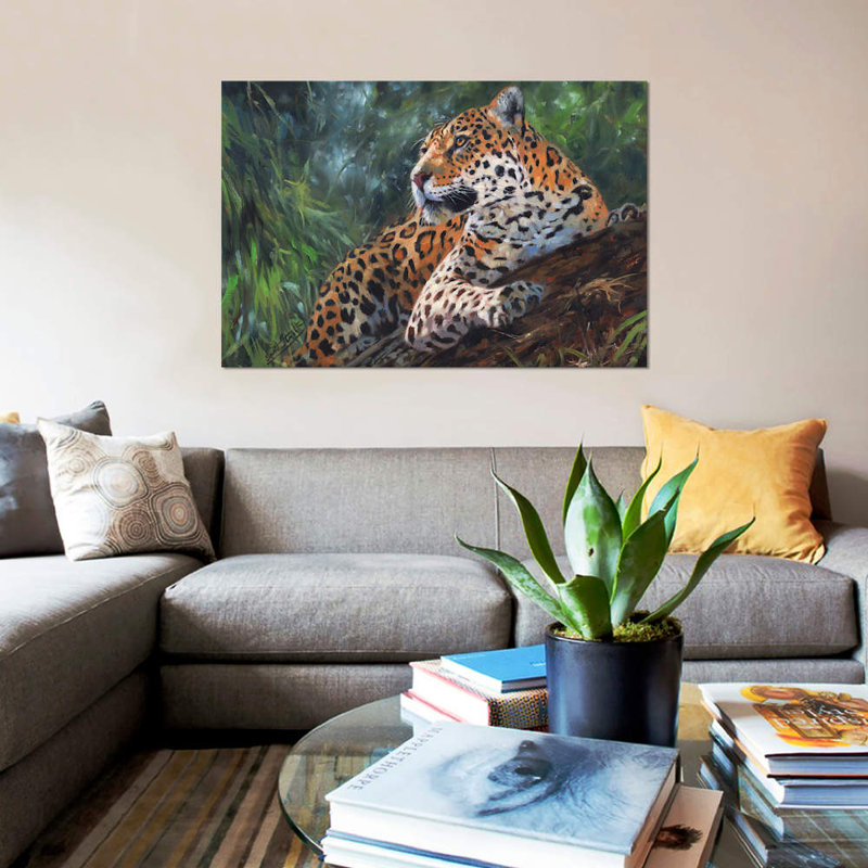 «Jaguar in Tree», impression sur toile, H 8 po x l 12 po x P 0,75 po, Toile tendue, Pas de tapis