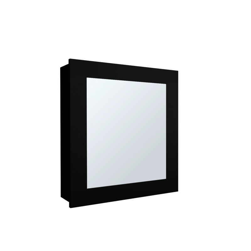Armoire de rangement de salle de bain noire - 2 tablettes, miroir, fixation murale, moderne, panneau de particules, fixation 18,6 x 5,7 20,5 pouces, look moderne,