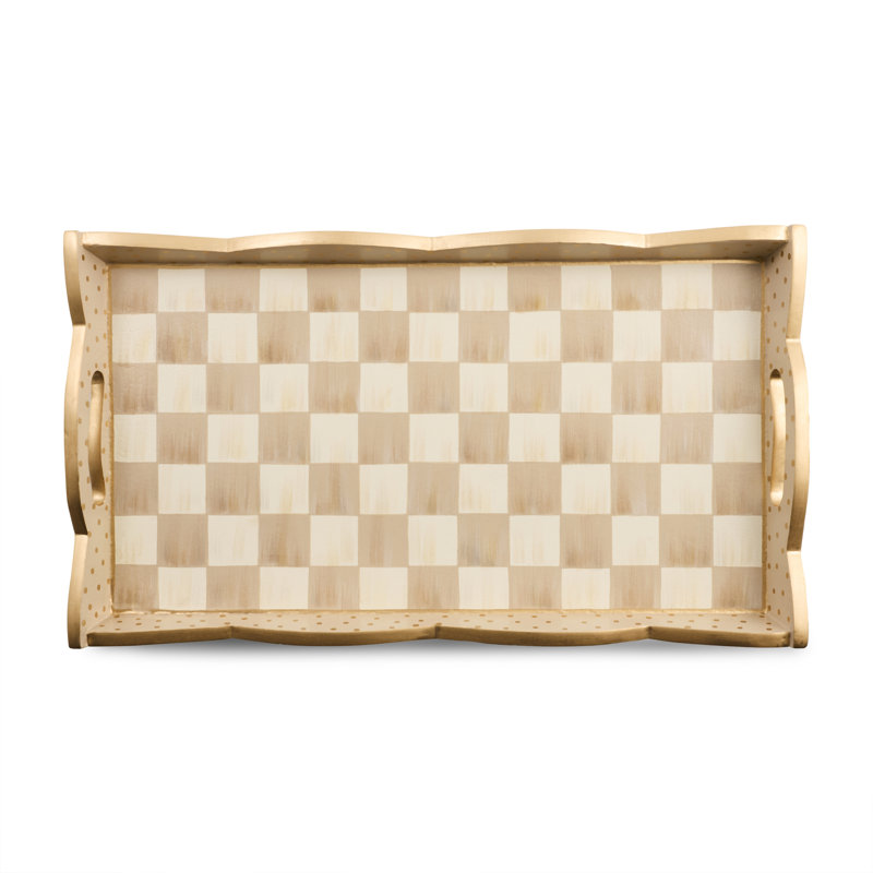 Courtly Check Serving Tray, 9" H x 21.75" W x 12.75" D, Brown