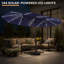  Parasol de marché à lumière solaire 175 avec x 175 po 175 po x 101 po avec base, nervures en fibre de verre-660629285
