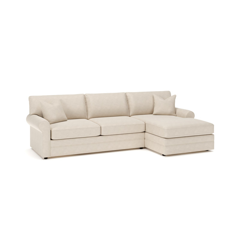 Charlie 2-Piece Sofa With Chaise Sectional, Conversation Ivory, Cruise Adrift