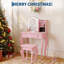 Ensemble de coiffeuse pour enfants avec miroir lumineux et tabouret Princess Style-1235113558