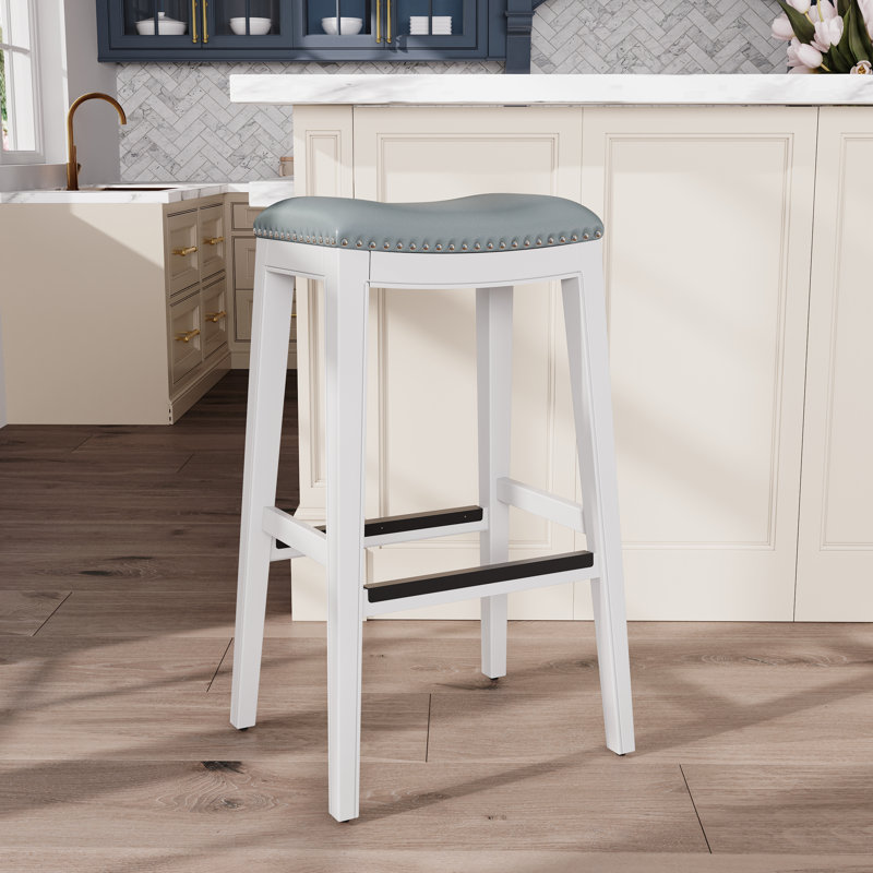Tabouret Elowen, Blanc / gris, Tabouret de bar (siège d'une hauteur de 30 po)
